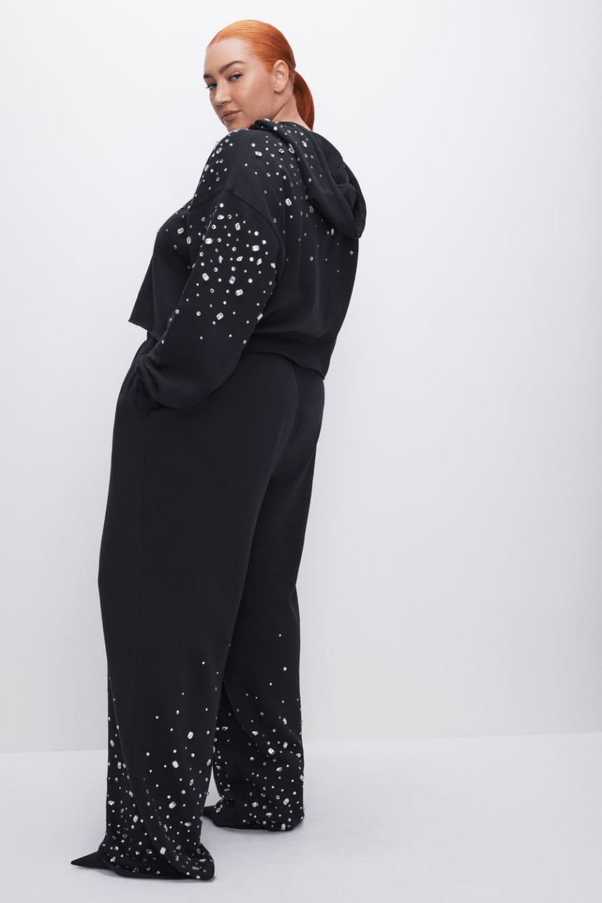 CRYSTAL SCRIPT WIDE LEG SWEATPANT