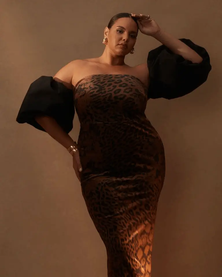 Printed Plus size Velvet Dress With Puff Sleeve