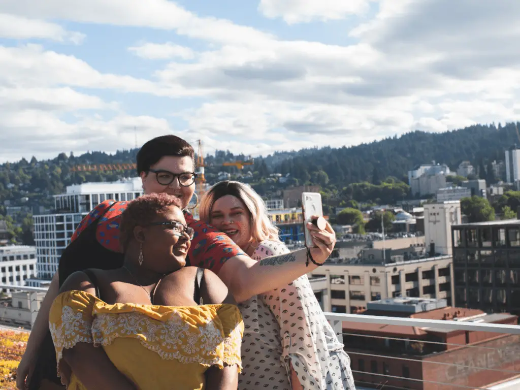 Plus size women enjoying a picturesque view