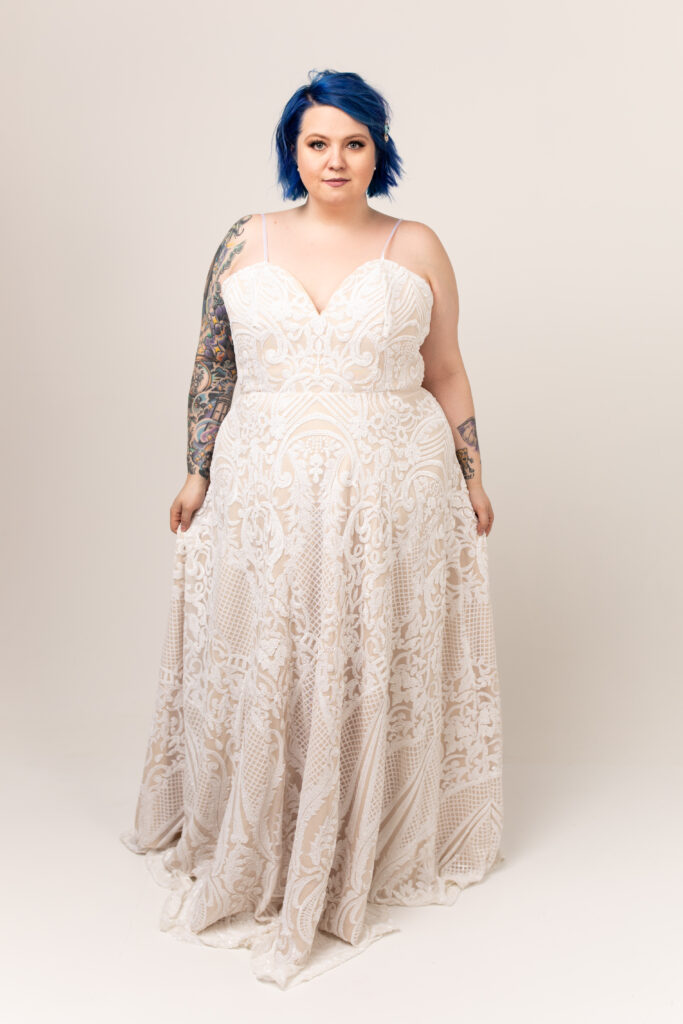 Cierra Gown - HCC 2021 Collection Credits: Nathaniel Jensen Photography
Hannah Caroline Couture's Sample Sale is a Plus Size Bride's Dream Come True
