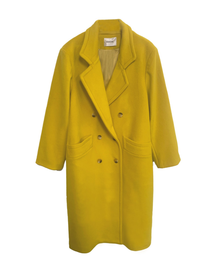 Double Breasted Car Coat Citrine Yellow