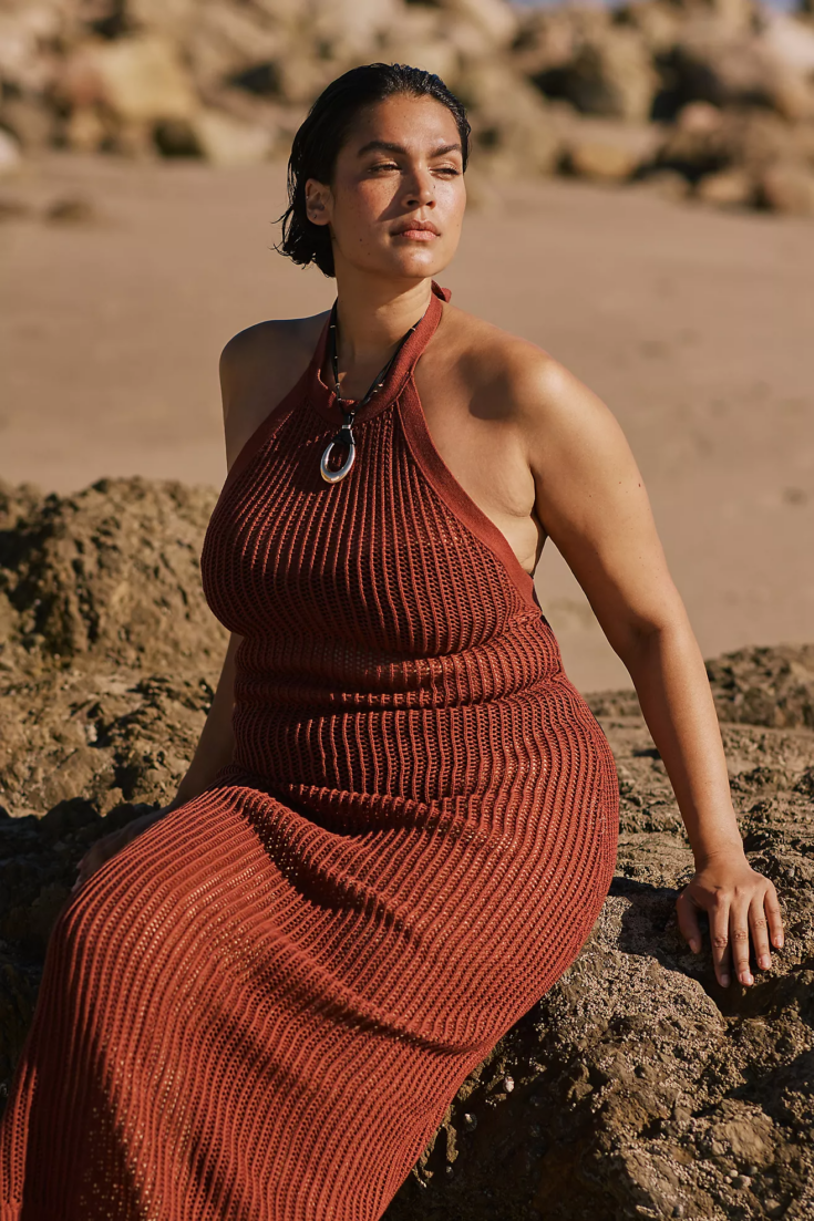 Beach Riot x Anthropologie Halter Crochet Cover-Up Dress