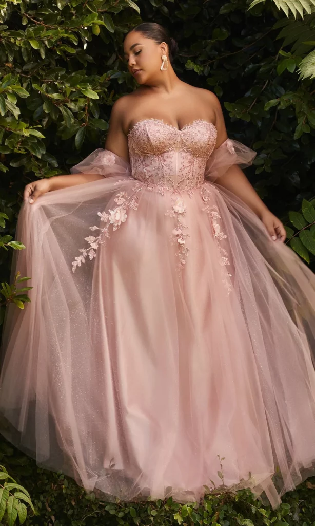 Plus size prom dress guide- Plus Size Strapless Prom Ball Gown from Prom Girl 
