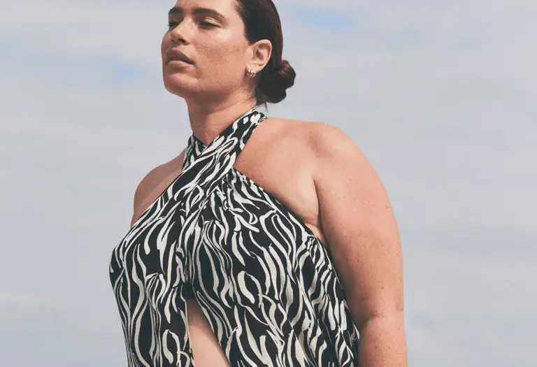 Cross Neck plus size swim Cover Up Tunic at Eloquii.com