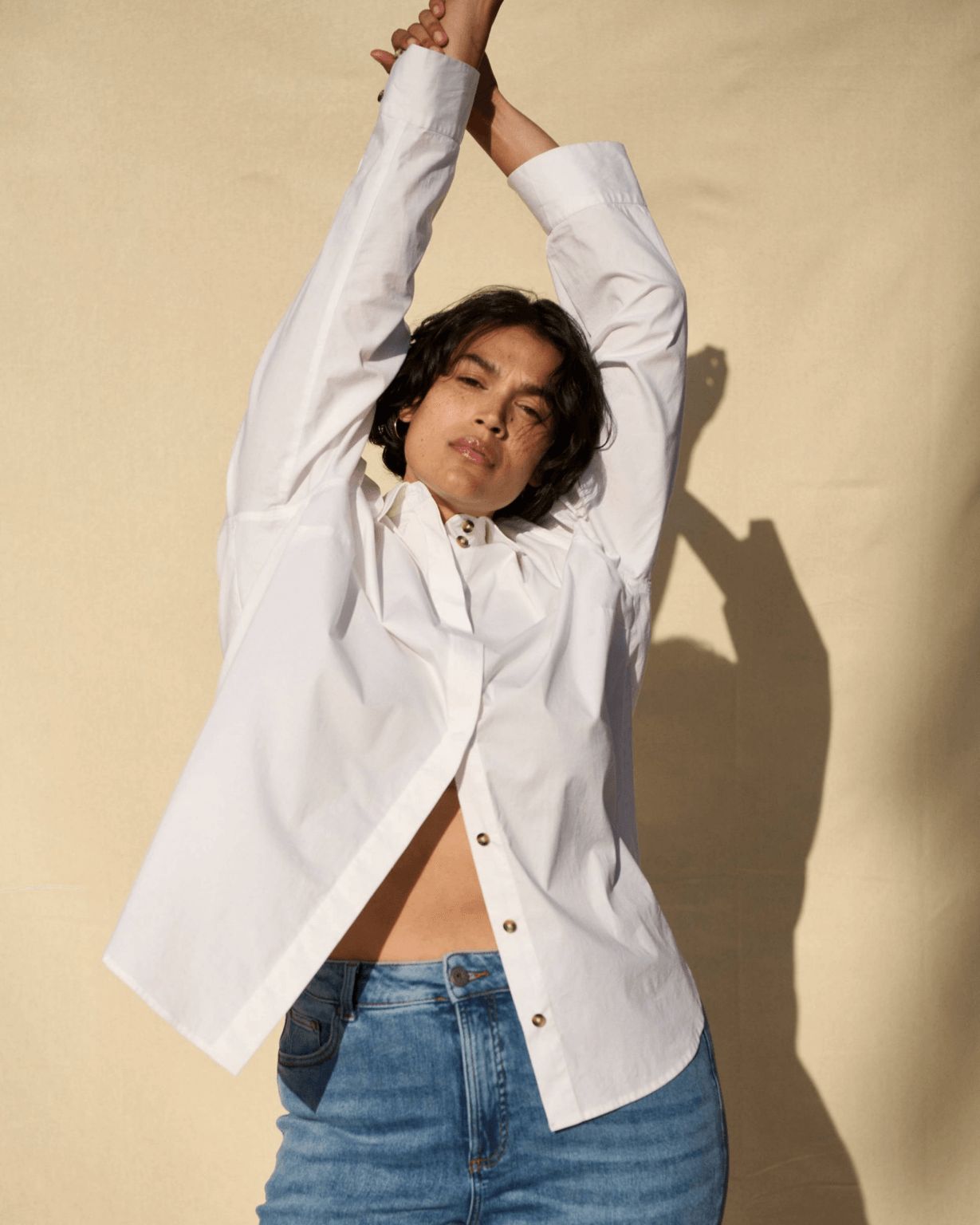 plus size wardrobe essentials- Elbe Stretch Poplin Shirt Classic Fit at universalstandard.com