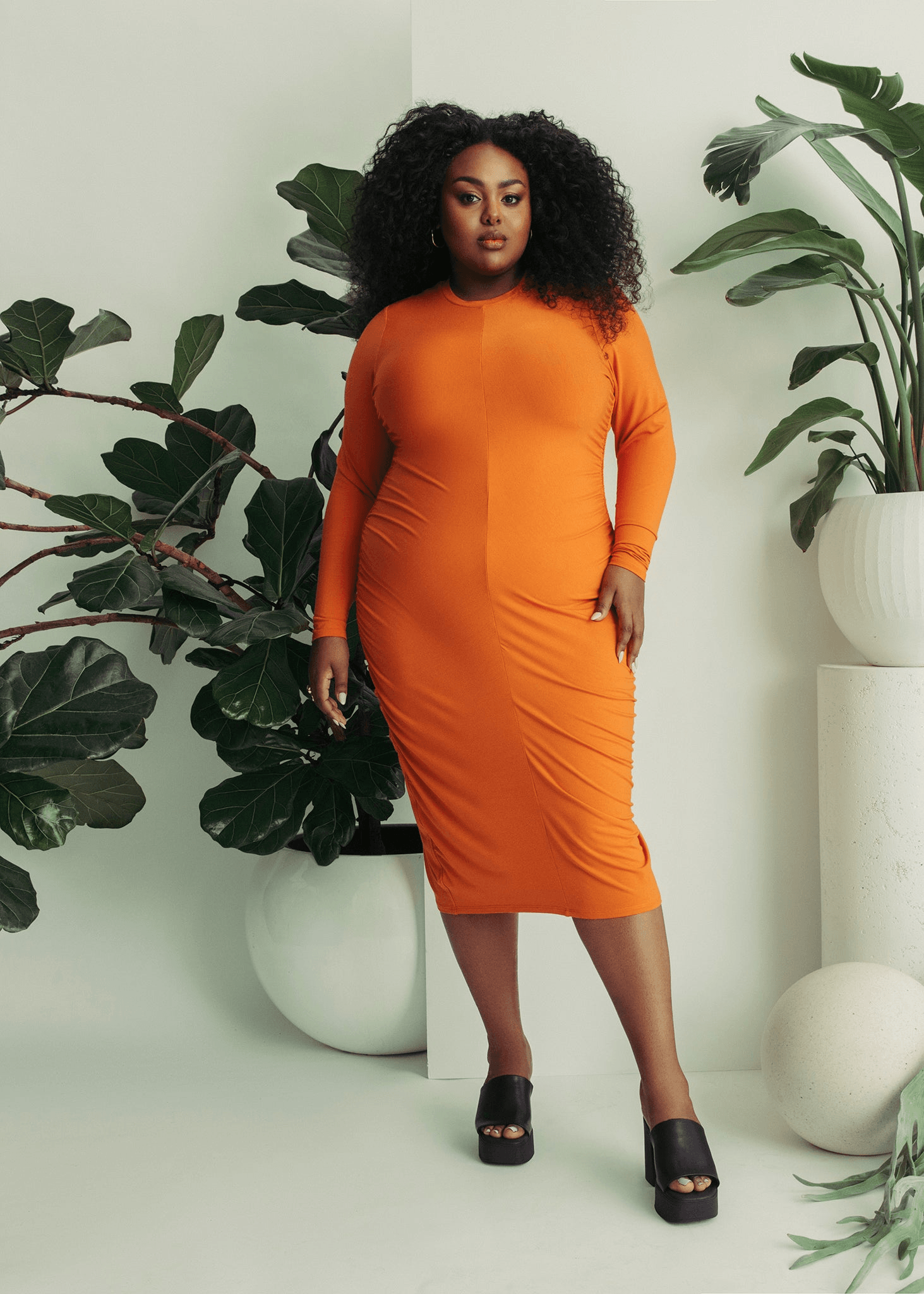 RUCHED LONG SLEEVE DRESS at HilaryMacMillan.com