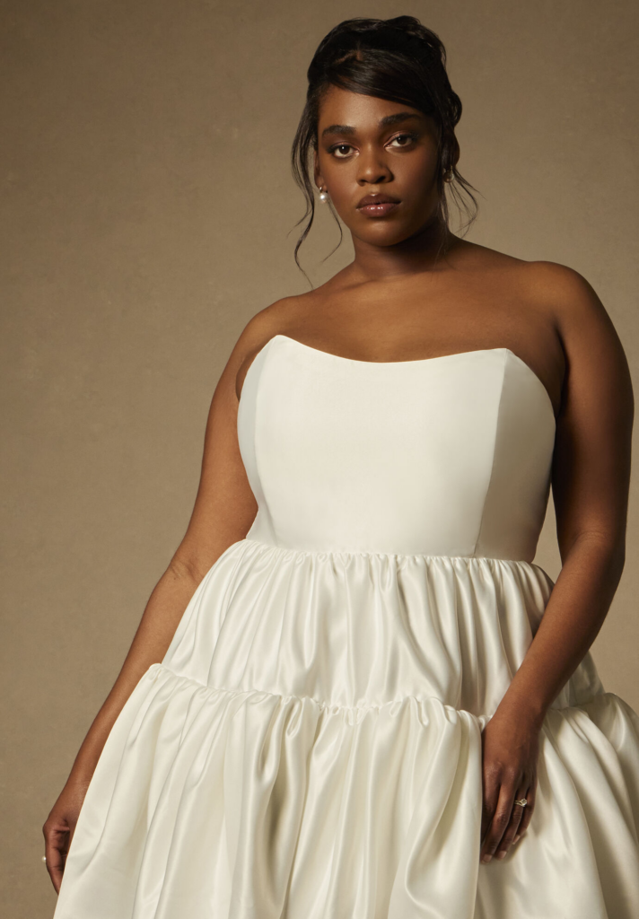 Little White Dress- Bridal by ELOQUII Mini Flare Dress With Structured Bodice