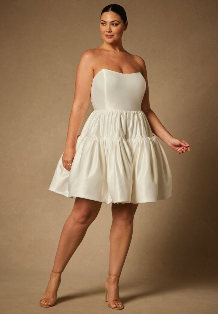 Bridal by ELOQUII Mini Flare Dress With Structured Bodice 1 1