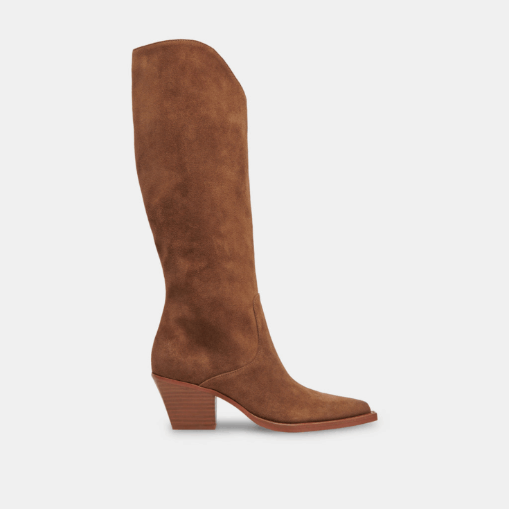 Image for Raj Wide Calf Boots Brown Suede