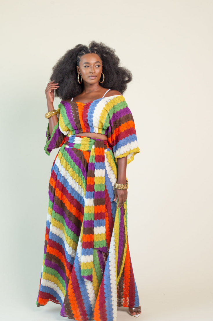 Plus Size Multicolored Crochet Set