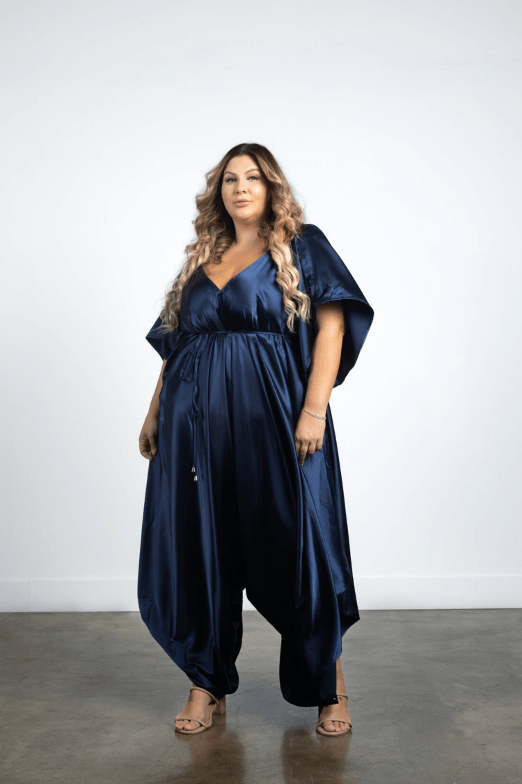 ADORA Full Size Smocking Top Wide Leg Jumpsuit Plus Size main image 1