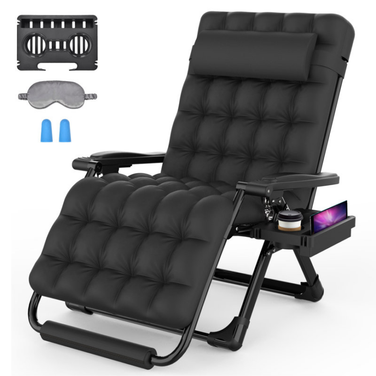 Oversized XXL Folding Zero Gravity Chair Patio Reclining Lounge Chair 33In with Cushions and Headrest