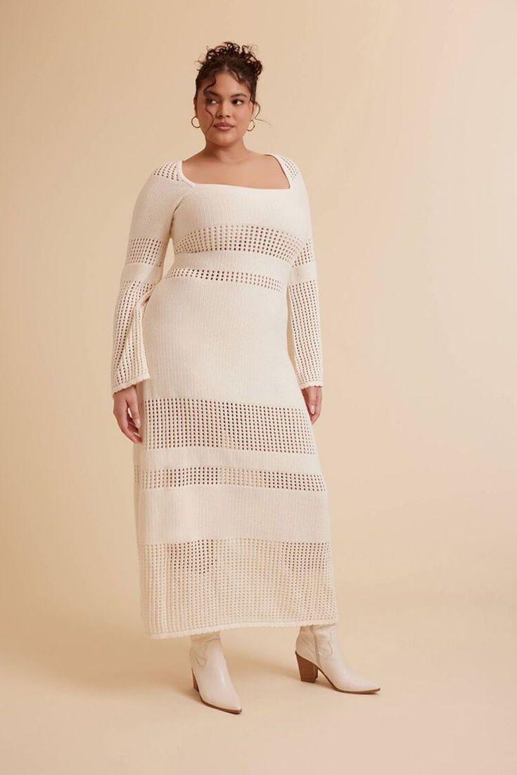 Plus Size Open Knit Sweater Dress