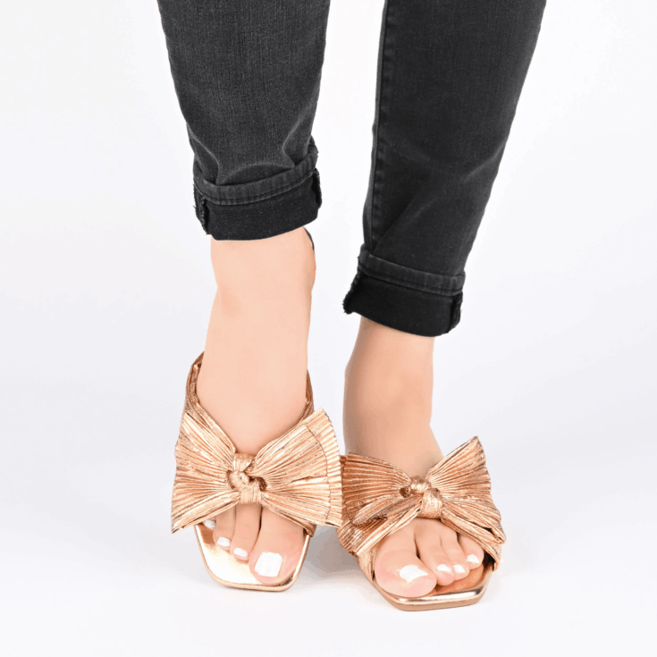 Image for SERLINA PLEATED SLIDE SANDALS IN WIDE