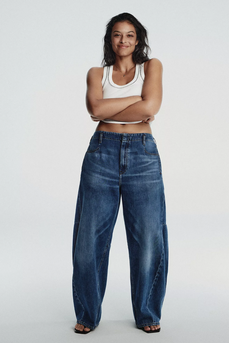 The Georgia Full Length High Rise Barrel Jeans by Pilcro