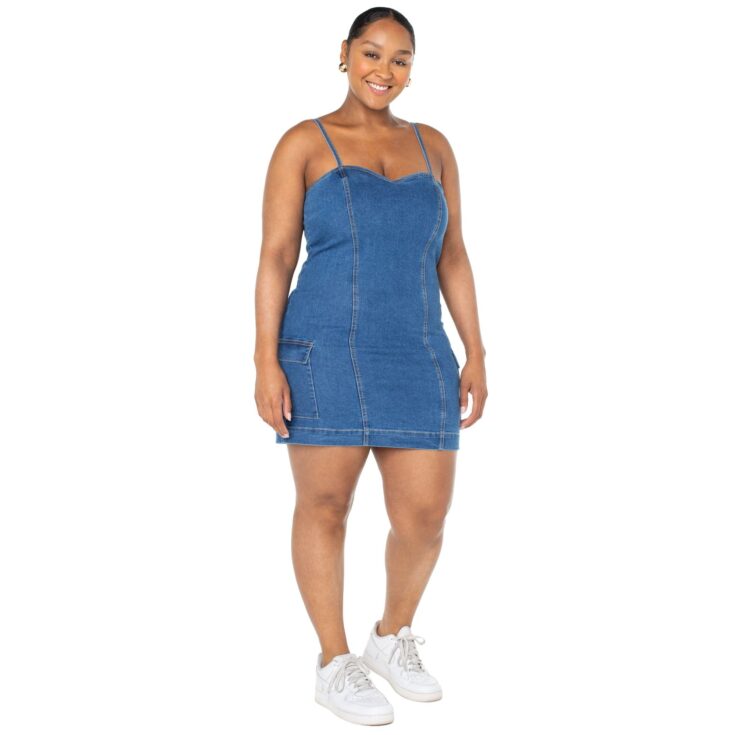 Image for Celebrity Pink Plus Smocked Back Dress with Cargo Pockets