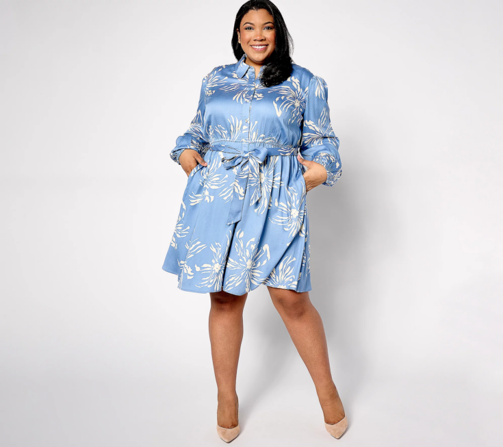 Destination 365 Petite Printed Shirtdress with Self Belt