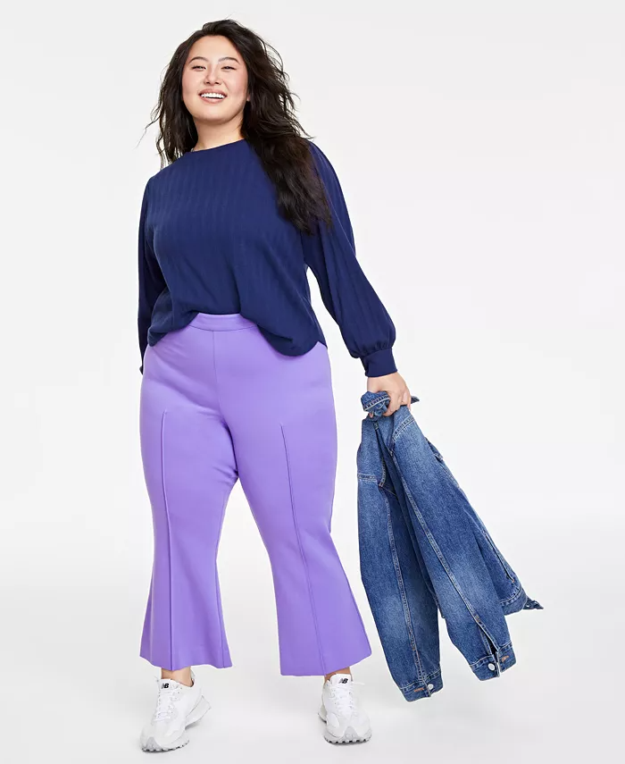 Trendy Plus Size Ponte Kick Flare Ankle Pants Regular and Short Length Created for Macys