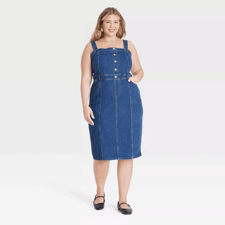 Image for Ava & Viv Women' Denim Midi A-Line Dress