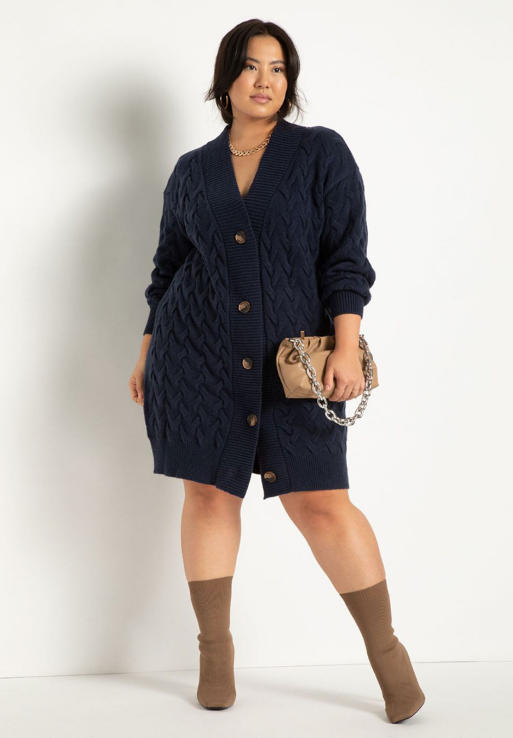 Novelty Stitch Cardigan Sweater Dress