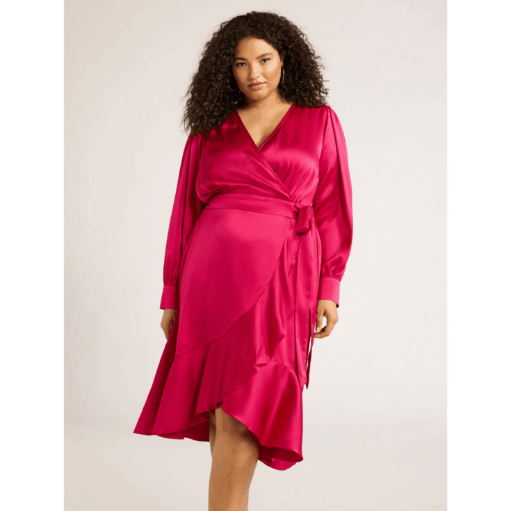 Image for Sofia Jeans By Sofia Vergara Sofia Jeans Women's and Women's Plus Size Faux Wrap Ruffle Trim Skirt Dress, 