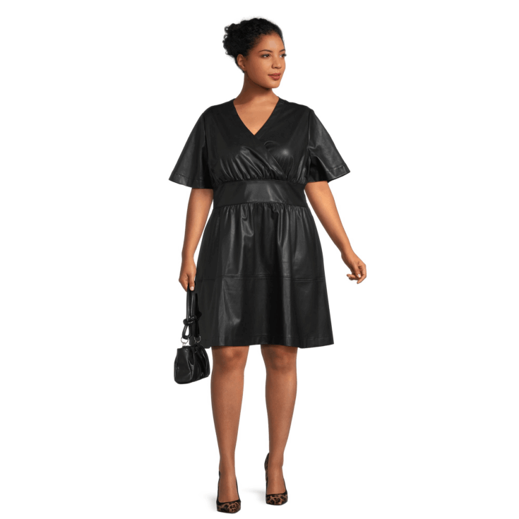 Image for Terra & Sky Plus Size Knee Length Faux Leather Dress