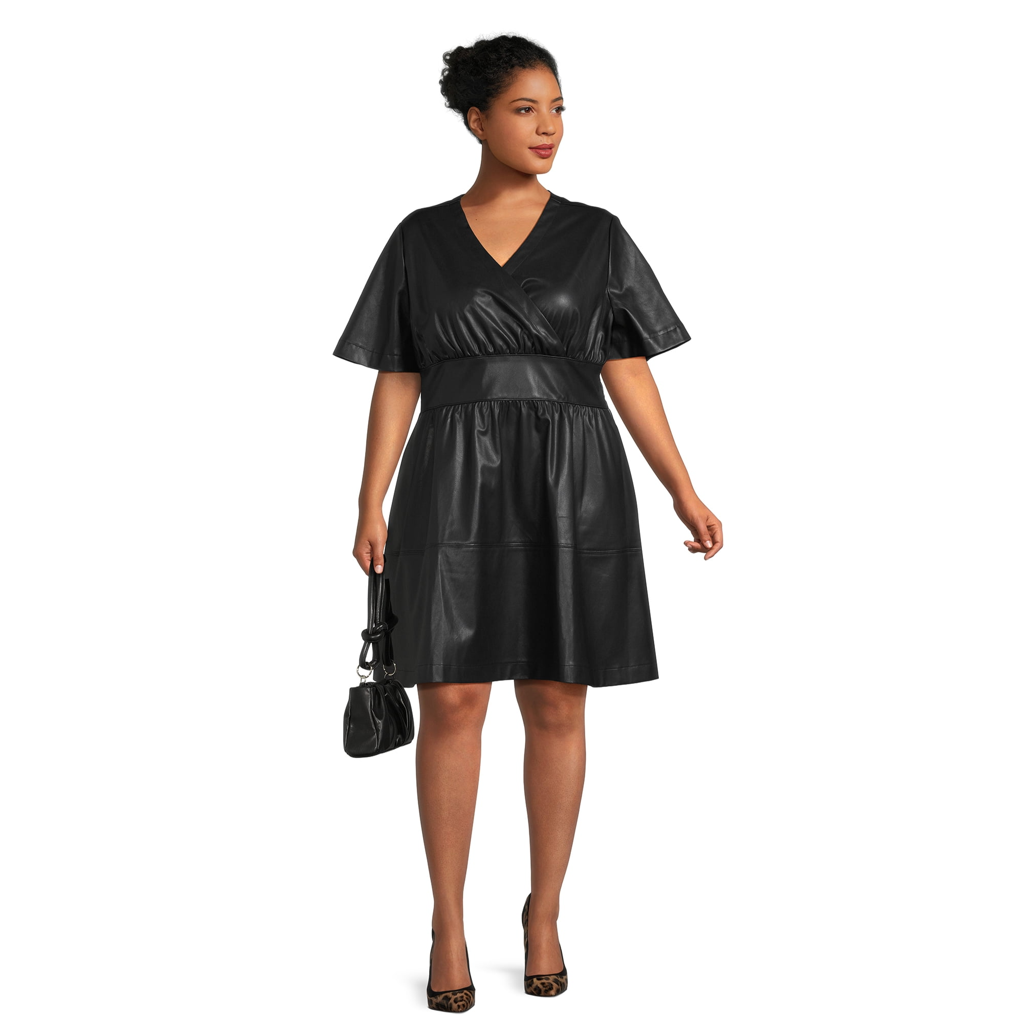 Terra Sky Plus Size Knee Length Faux Leather Dress