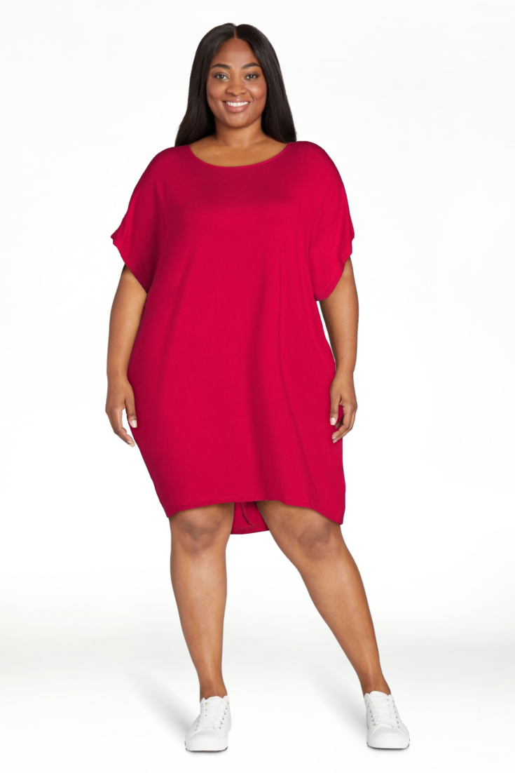 Terra Sky Womens Plus Size Dolman Shift Dress with Pockets