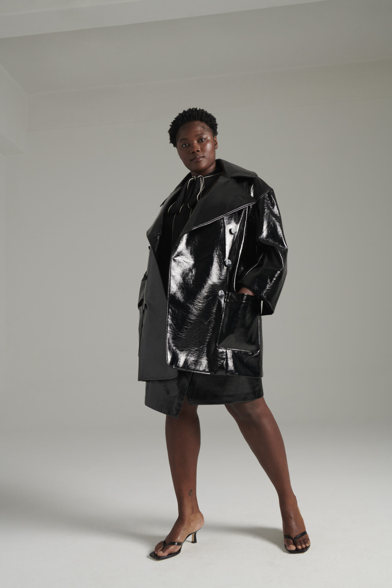 Pair Passu Plus Size Fall Collection- Lynne Patent Leather Coat