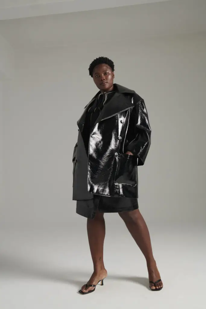 Pair Passu Plus Size Fall Collection- Lynne Patent Leather Coat 