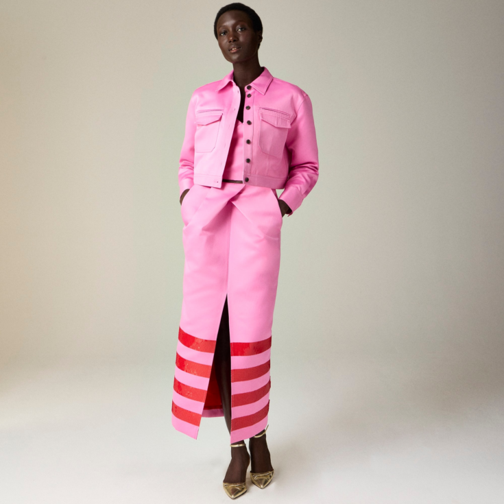 Image for Christopher John Rogers X J.Crew structured button-up shirt in duchesse satin