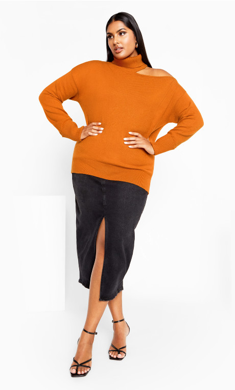 Cold Shoulder Sweater honey ginger