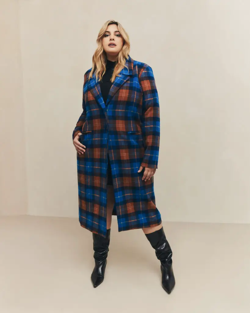 Hilary MacMillan Fall Collection in Plus Sizes Plaid Overcoat