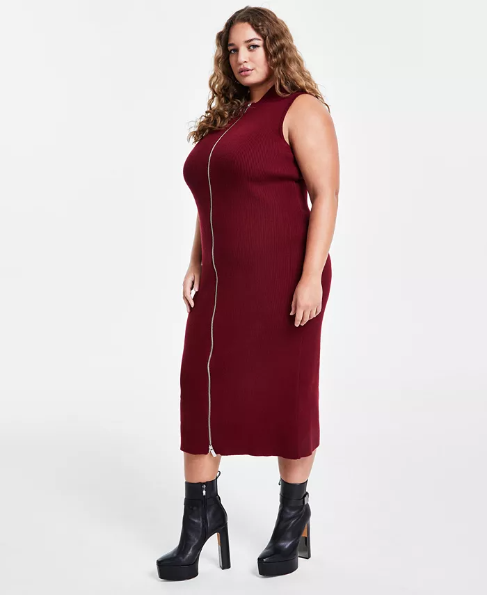 Trendy Plus Size Zip Front Sweater Dress Created for Macys