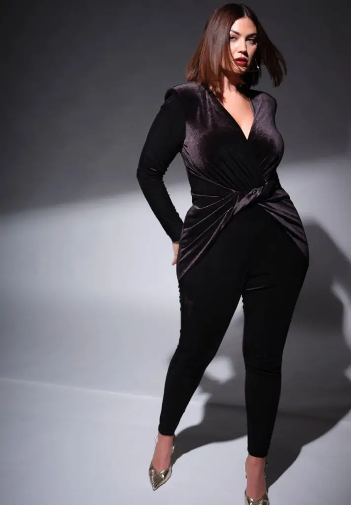 plus size velvet catsuit from Eloquii