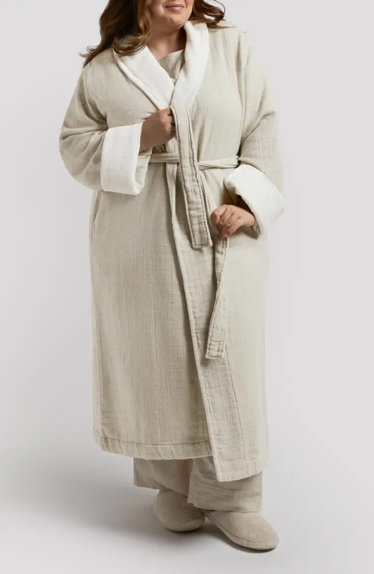 Cloud organic cotton linen robe