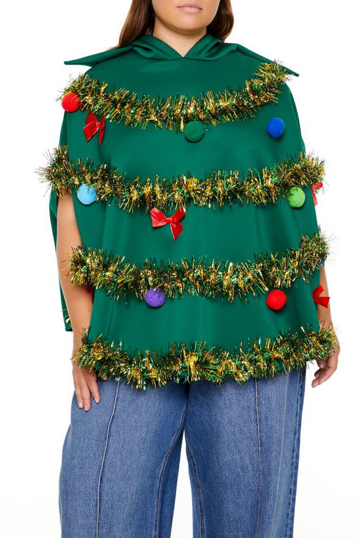 plus size christmas tree poncho