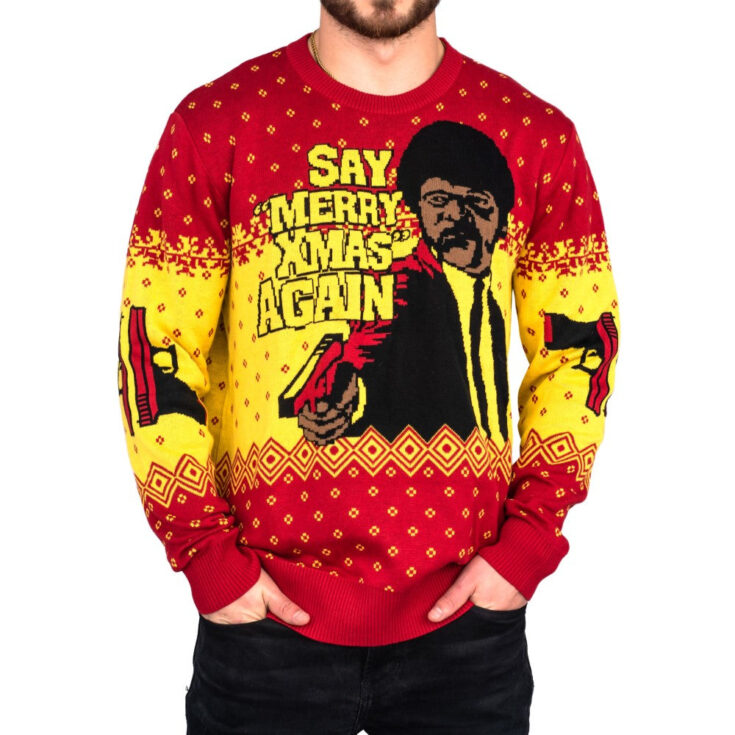 Image for Pulp Fiction Merry Xmas Again Sweater - Ugly Christmas Sweater
