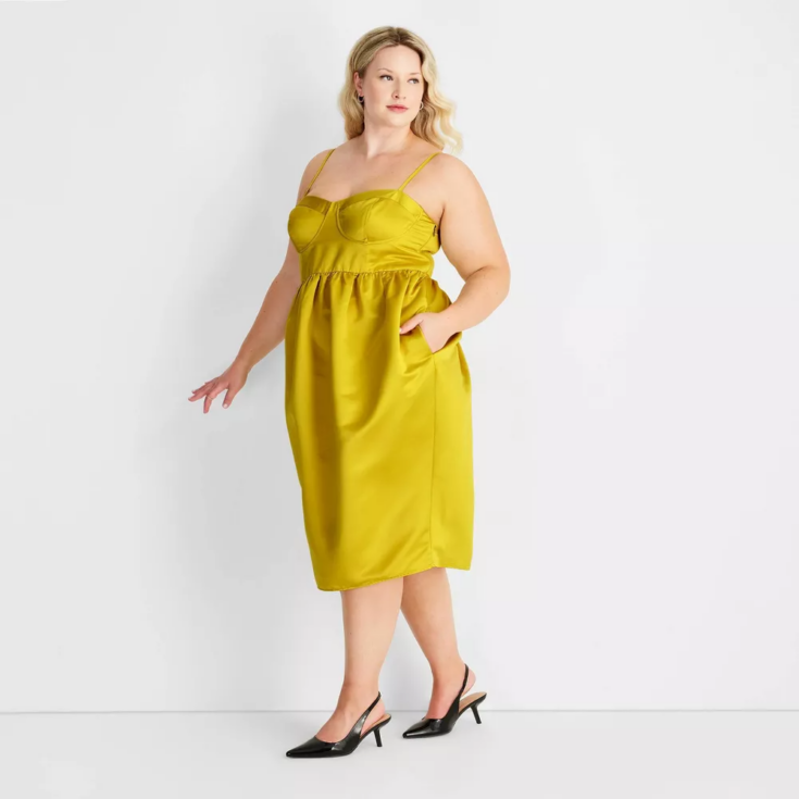 Image for Women' Sweetheart Bubble Satin Midi Dre - Future Collective 
