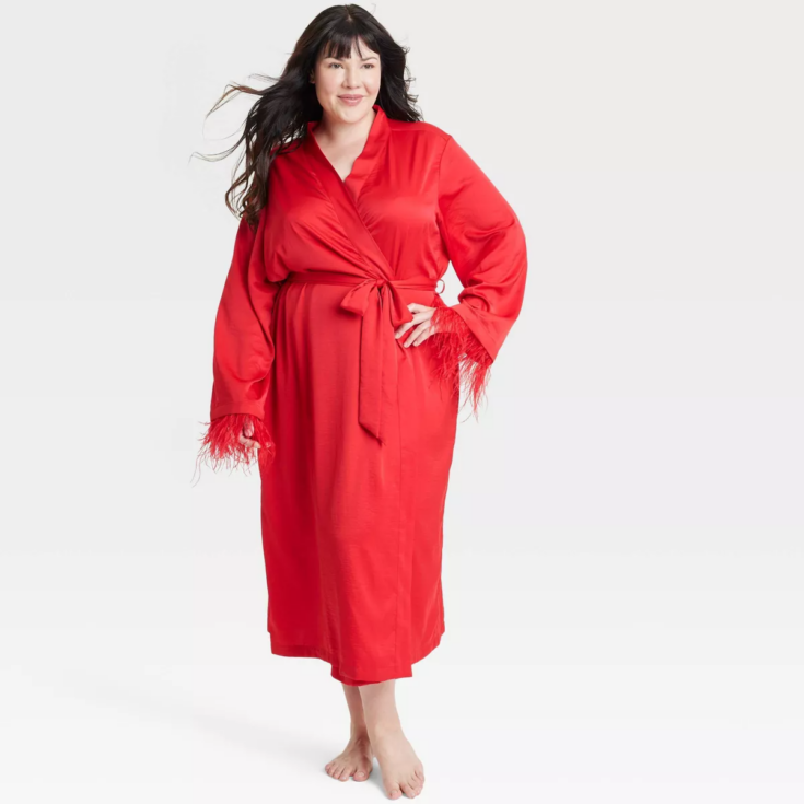Women's Satin & Feather Robe - Auden™