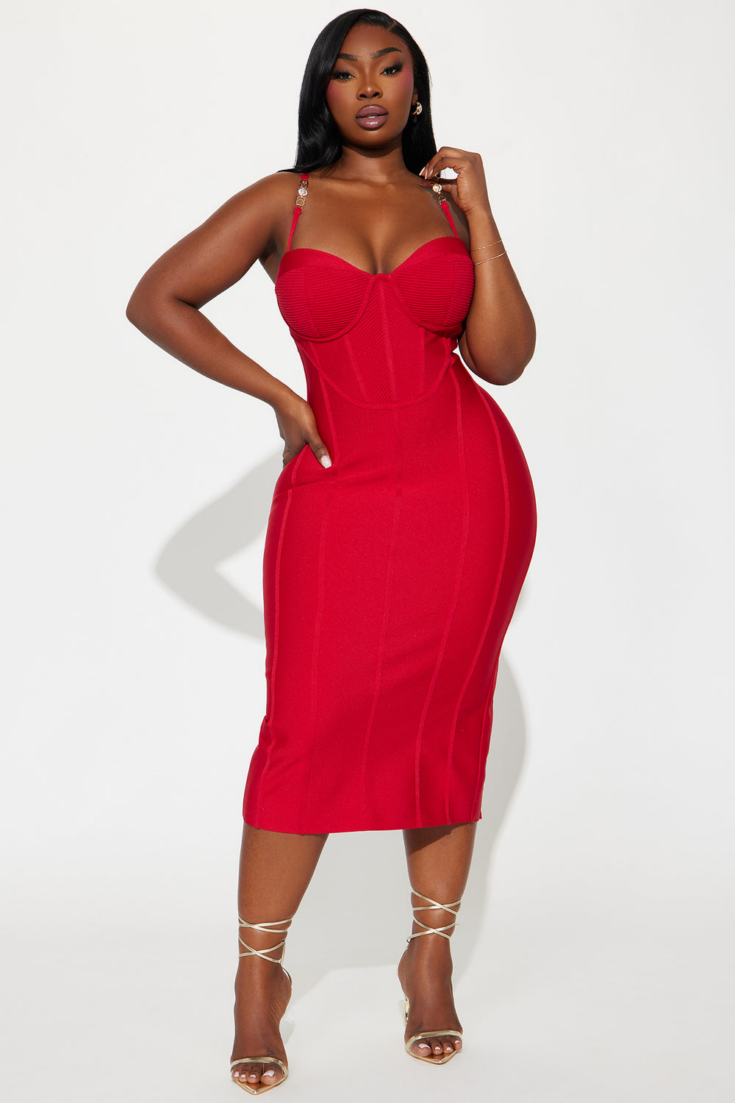 Image for Victoria Bandage Midi Dress - Red