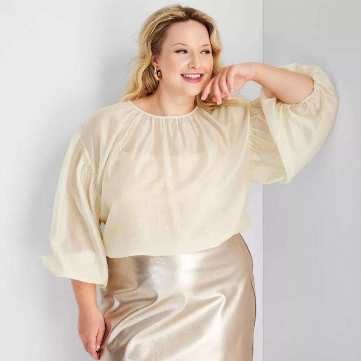 Image for Sheer Balloon Long Sleeve Blouse