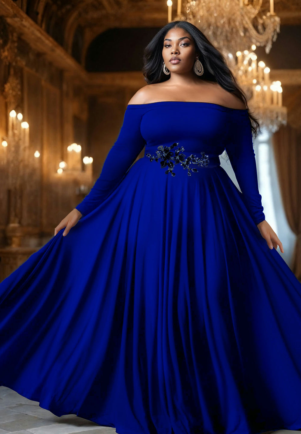 Berenice Plus Size Evening Gown in Royal Blue Igigi by Yuliya Raquel