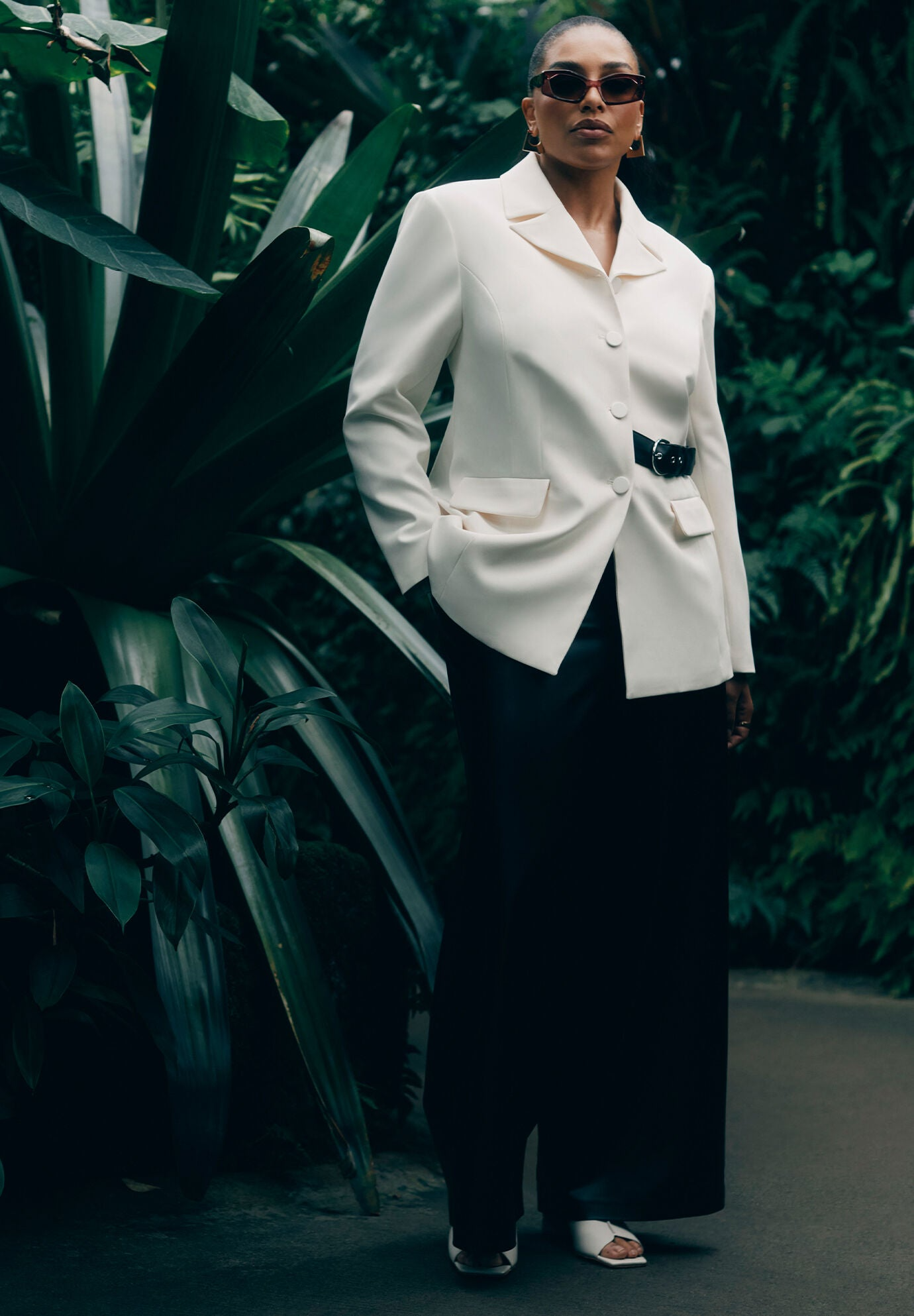 Plus size suiting- Belt Detail Blazer at Eloquii
