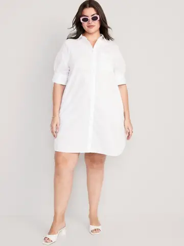 Short-Sleeve-Shirt-Dress--360x480 زائد حجم فستان أبيض صغير: أسلوب الربيع الخاص بك؟ قمنا بترقيته للتو