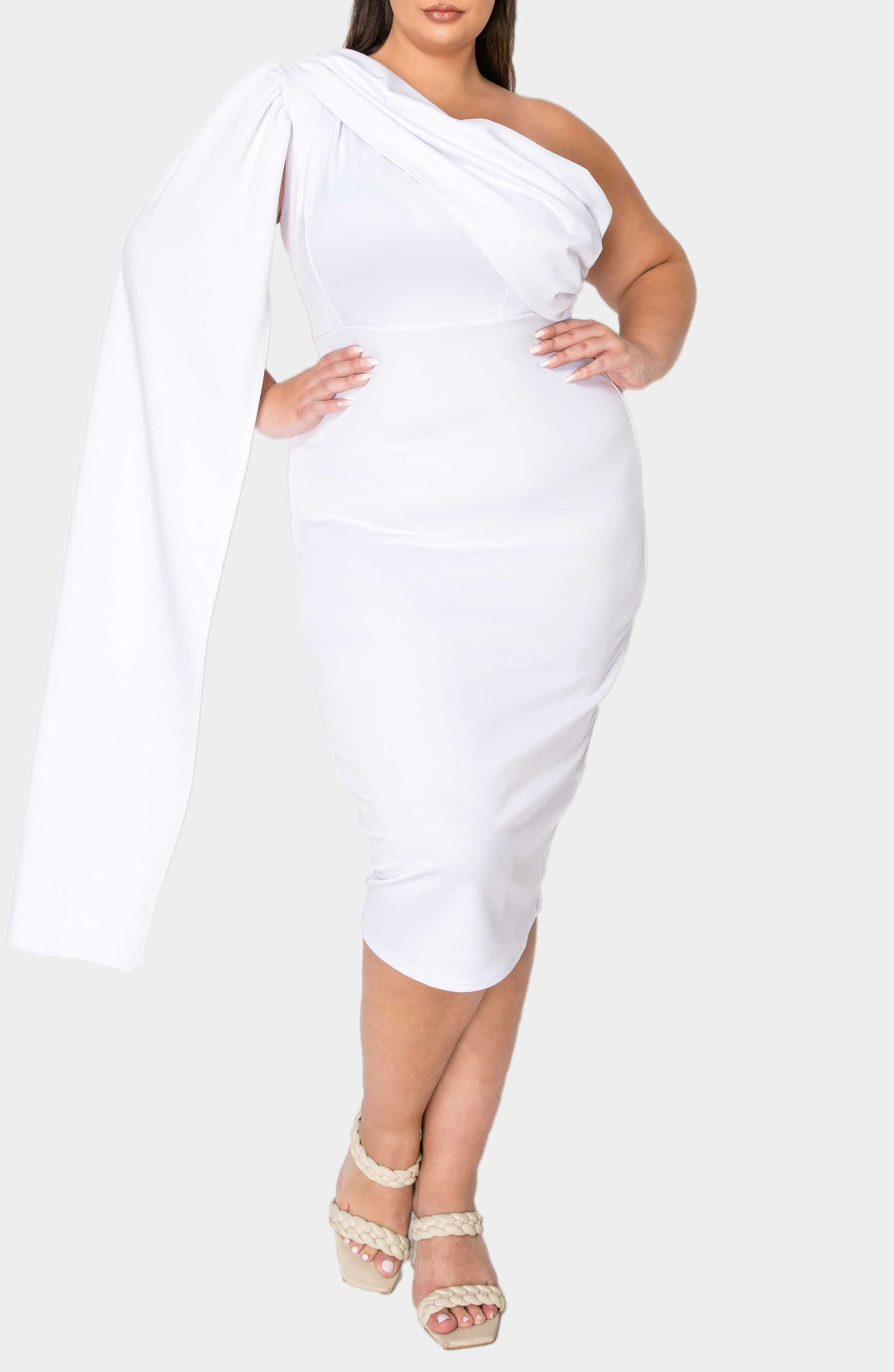 Spade-One-Shoulder-Cape-Dress- زائد حجم فستان أبيض صغير: أسلوب الربيع الخاص بك؟ قمنا بترقيته للتو
