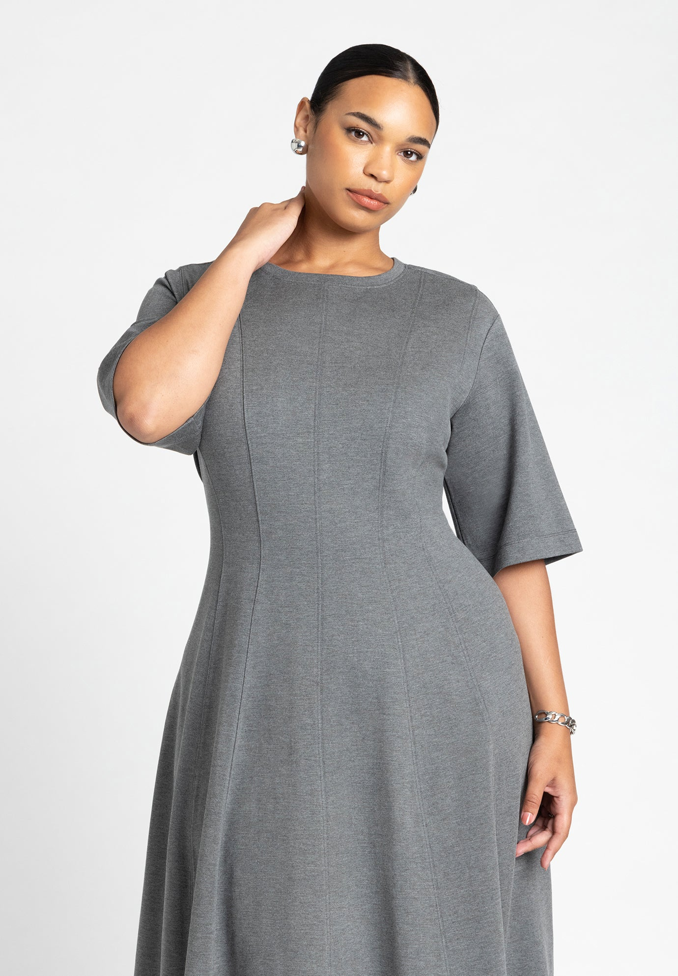 Seam Detail Ponte Workwear Midi Dress
plus size business casual tips