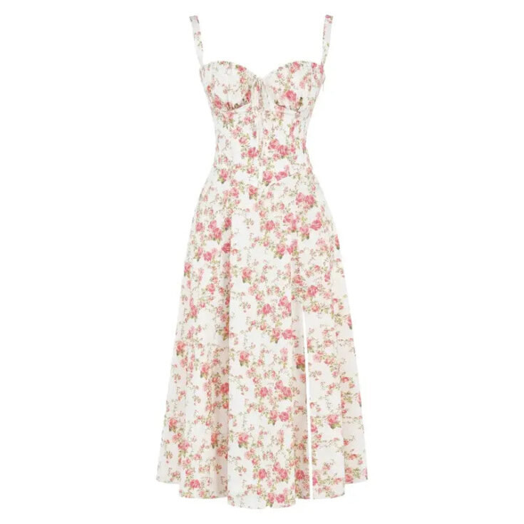 Image for Floral Bustier Midriff Waist Shaper Dress