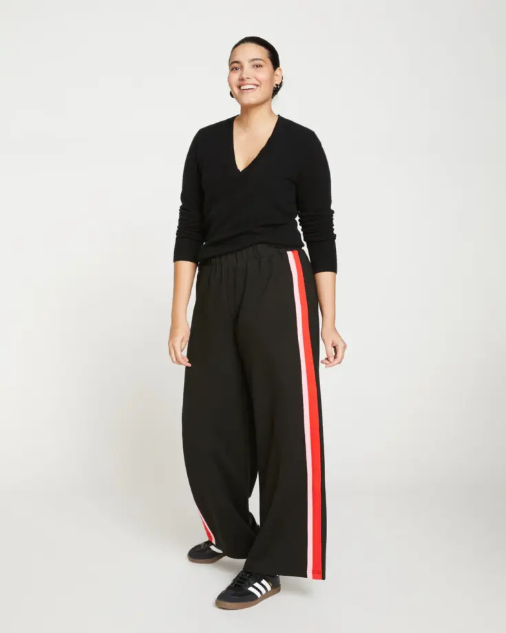 Stephanie Wide Leg Stripe Pants 30 Inch Black Peony Aura Orange USPA0553 626 003 014