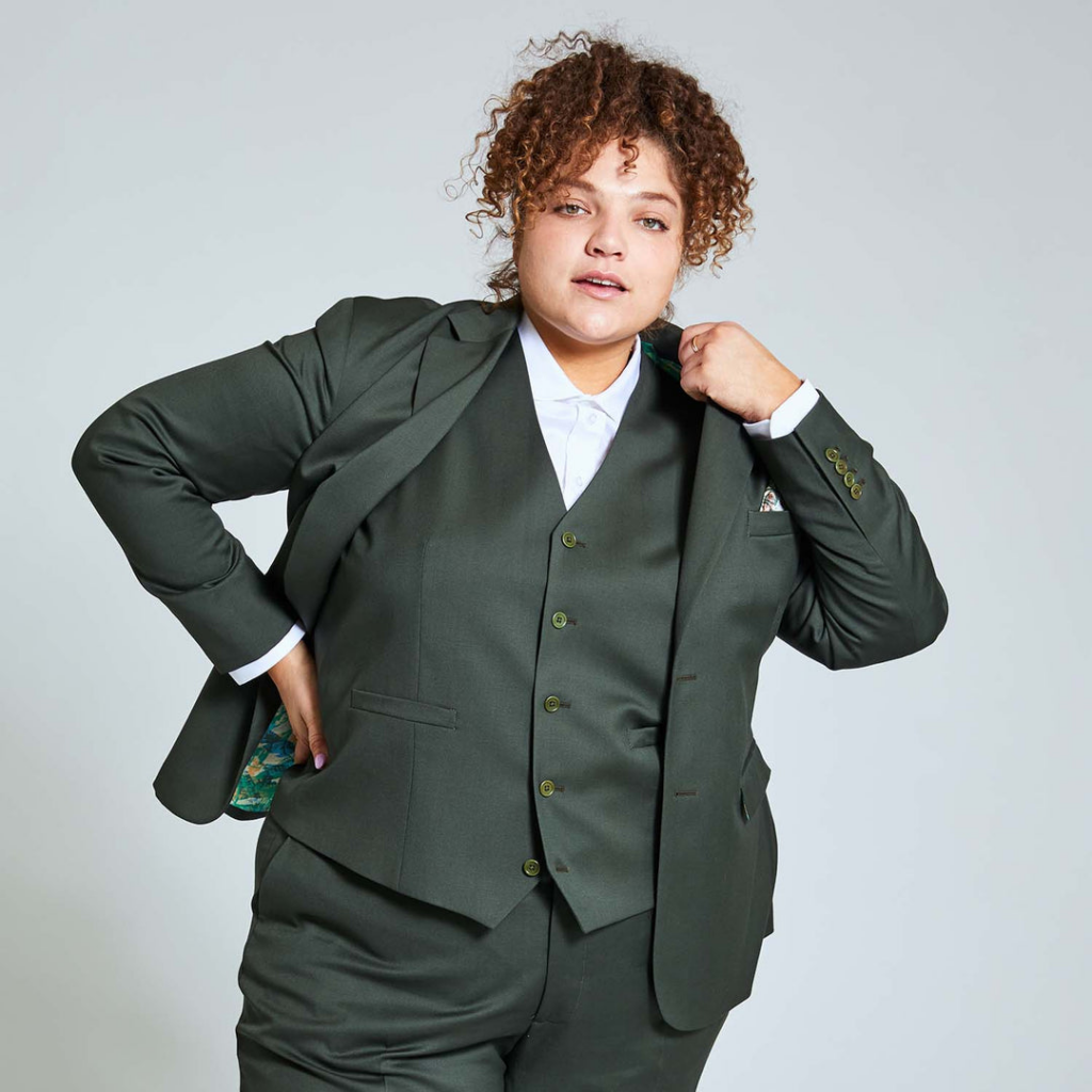 AndrogynousOliveSuitBlazerFunLin